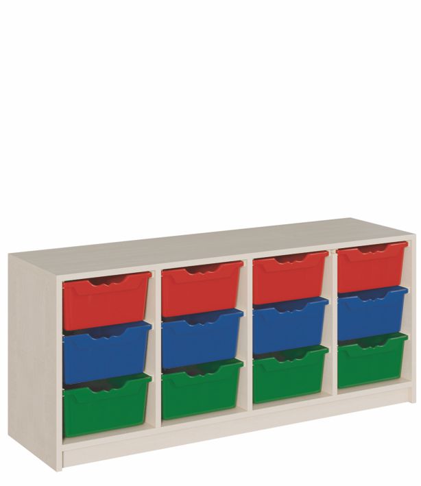 K Schrank 139 x 60 cm, 12 ErgoTray Boxen L
